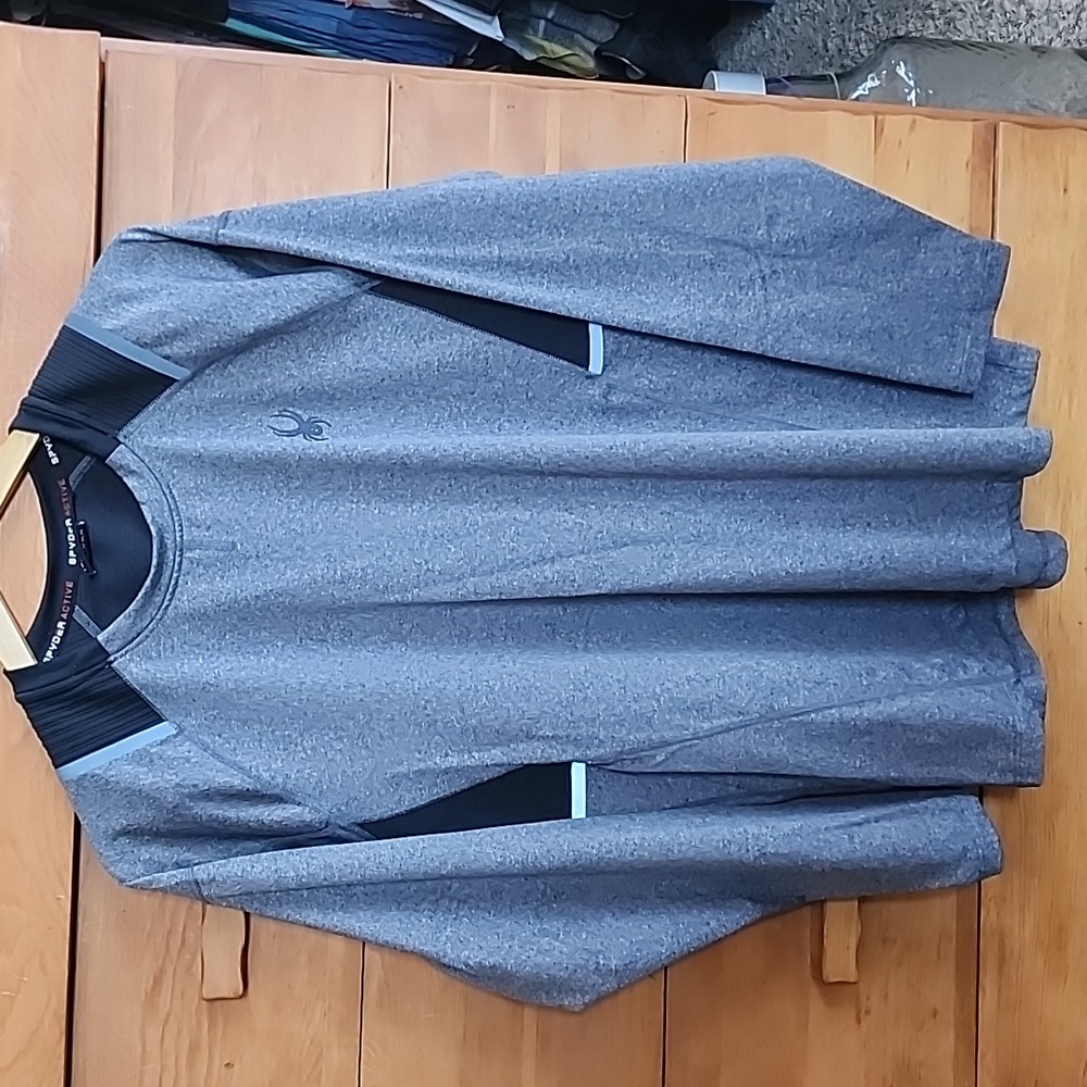 Spyder: Active Midweight Long Sleeve Baselayer Shirt, Gray/Black, Men's M